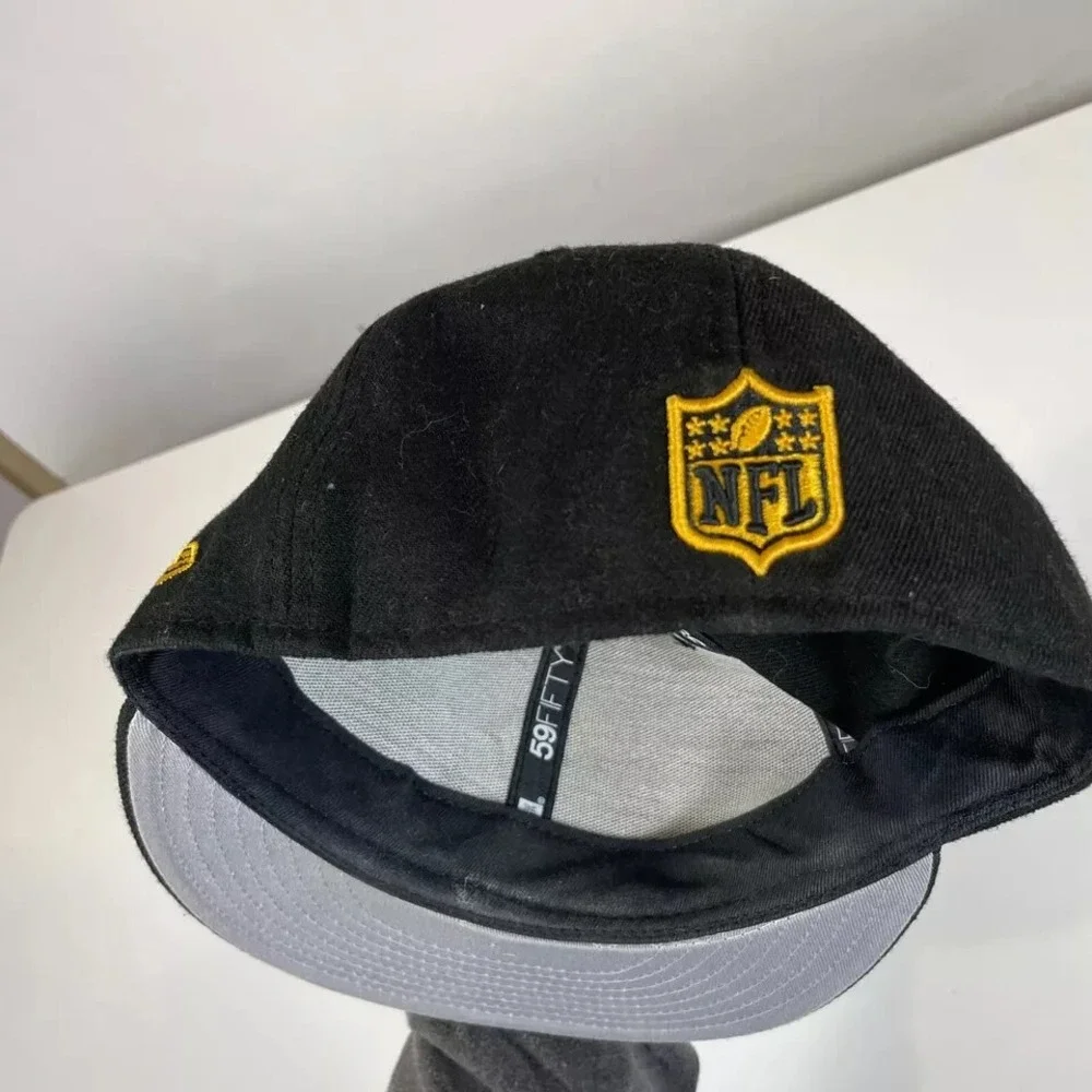 New Era 59Fifty NFL Pittsburgh Steelers Black Fitted Cap Mens 6 7/8 Embroidered‎